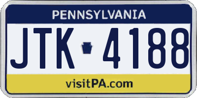PA license plate JTK4188