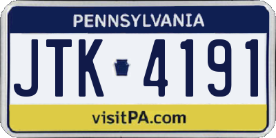 PA license plate JTK4191