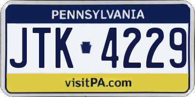 PA license plate JTK4229