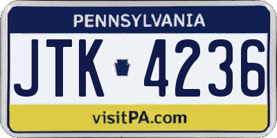 PA license plate JTK4236
