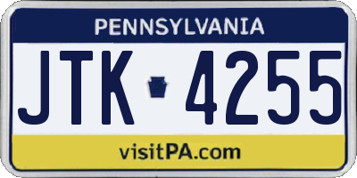 PA license plate JTK4255