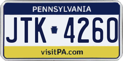 PA license plate JTK4260