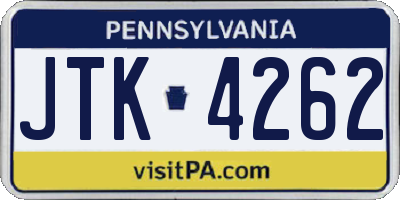 PA license plate JTK4262