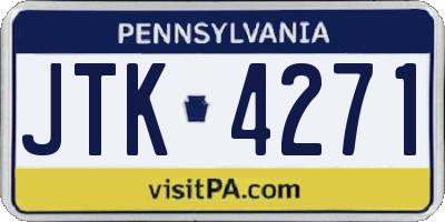 PA license plate JTK4271