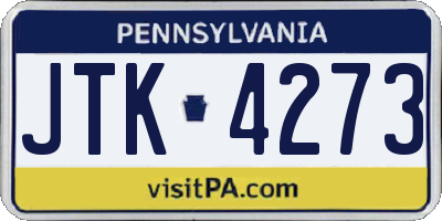 PA license plate JTK4273