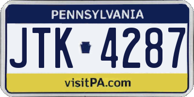 PA license plate JTK4287