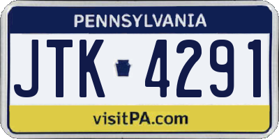 PA license plate JTK4291