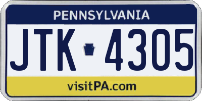 PA license plate JTK4305