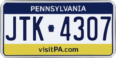 PA license plate JTK4307