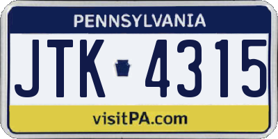 PA license plate JTK4315