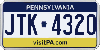 PA license plate JTK4320