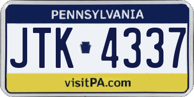 PA license plate JTK4337