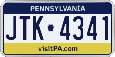 PA license plate JTK4341