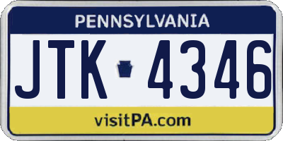 PA license plate JTK4346