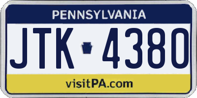 PA license plate JTK4380