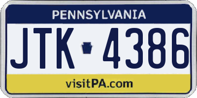 PA license plate JTK4386