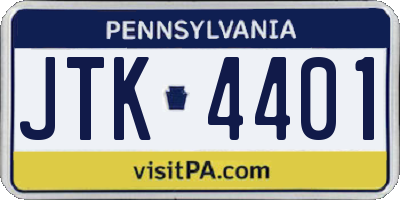 PA license plate JTK4401
