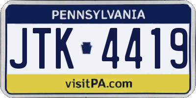 PA license plate JTK4419