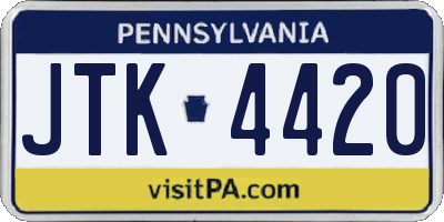 PA license plate JTK4420