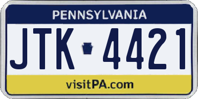 PA license plate JTK4421