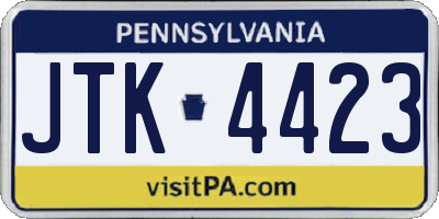 PA license plate JTK4423