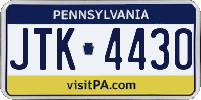 PA license plate JTK4430