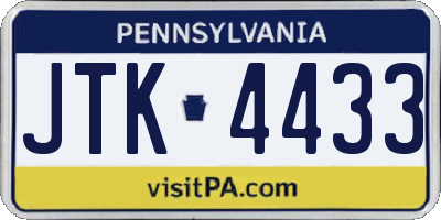 PA license plate JTK4433