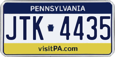PA license plate JTK4435