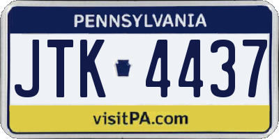 PA license plate JTK4437