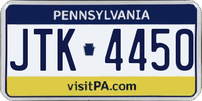 PA license plate JTK4450