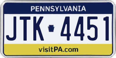 PA license plate JTK4451