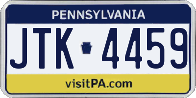 PA license plate JTK4459