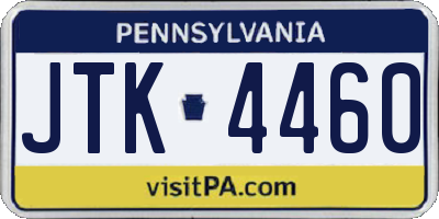 PA license plate JTK4460