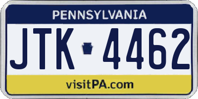 PA license plate JTK4462