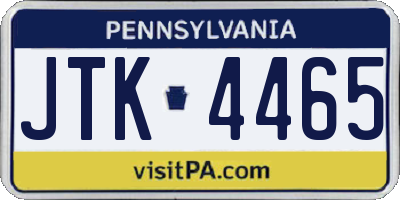 PA license plate JTK4465