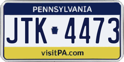 PA license plate JTK4473
