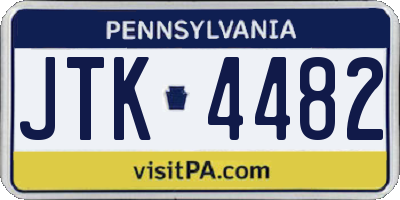 PA license plate JTK4482