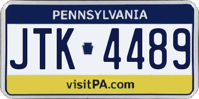 PA license plate JTK4489