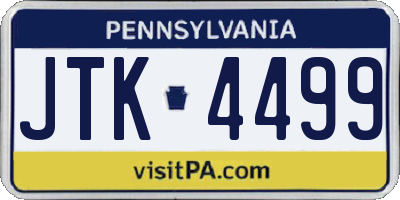 PA license plate JTK4499