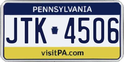 PA license plate JTK4506