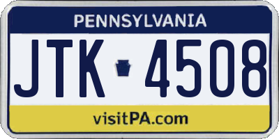 PA license plate JTK4508