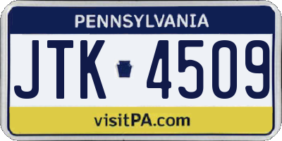 PA license plate JTK4509