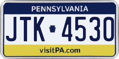 PA license plate JTK4530