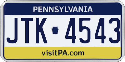 PA license plate JTK4543