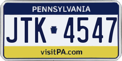 PA license plate JTK4547