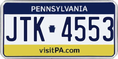 PA license plate JTK4553