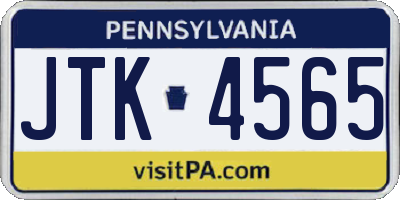PA license plate JTK4565
