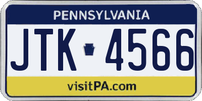 PA license plate JTK4566