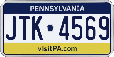 PA license plate JTK4569