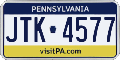 PA license plate JTK4577